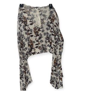 Charlotte Russe flower crop top  bell sleeve zipper back size large